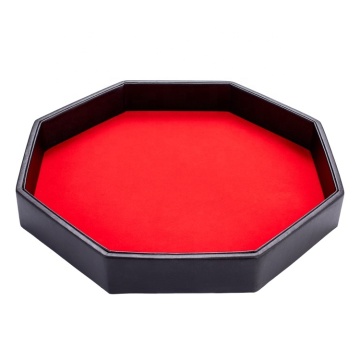 LOW MOQ Black Leather Red Felt-lined Storage Box Dice Tray for Dungeons and Dragons