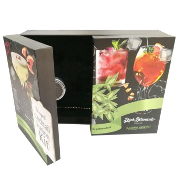 Two Door luxury black paper cosmetic gift box