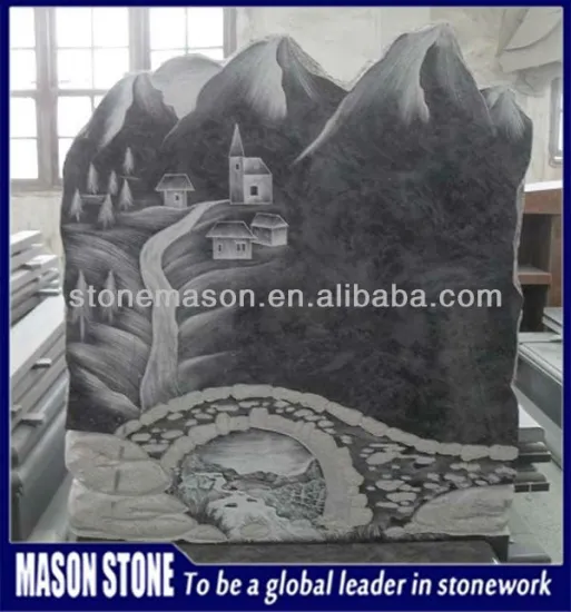 tombstone carved natural view granite indian