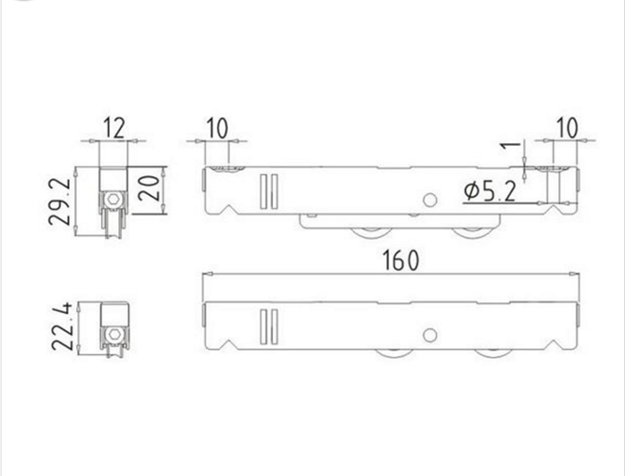 drawing for sliding door hanger 625