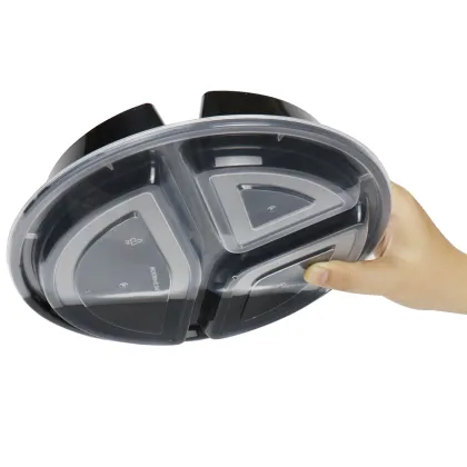 takeaway bento box round food containers compartment plastic disposable food storage meal prep containers