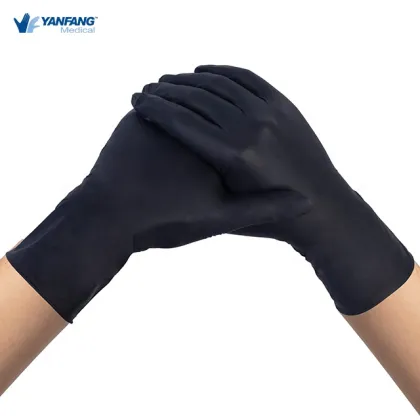 Waterproof Oil-proof Medical Black Medium Nitrile Gloves