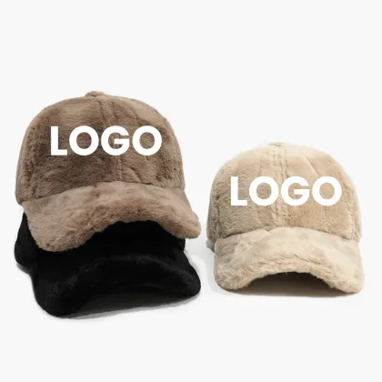 OEM Winter Warm Solid Color Thickened Casual Plush Rabbit Hair Baseball Cap