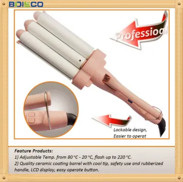 25mm Big Barrel Wave Curler, Triple Barrel Hair Curler Professional Hair Styling Tools, LCD display