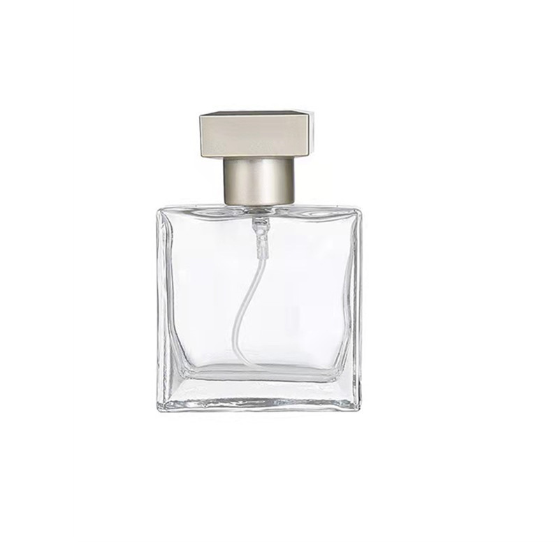 Atomizador de botella de vidrio de perfume cuadrado recargable
