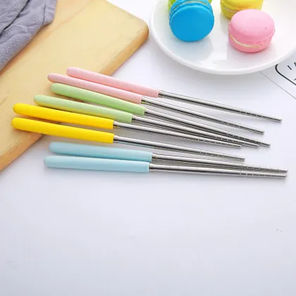 Outdoor Spoon Fork Chopsticks Ceramic Handle Cutlery Set