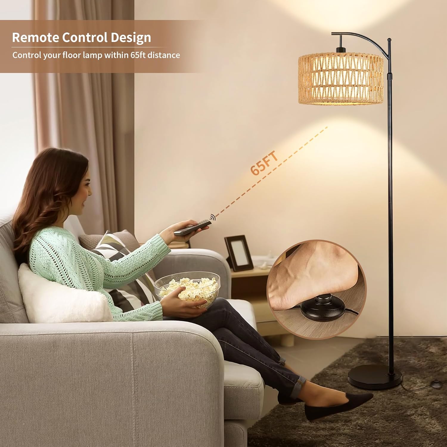 F250910 Remote control LED Bohemian rope arc floor lamp (6)