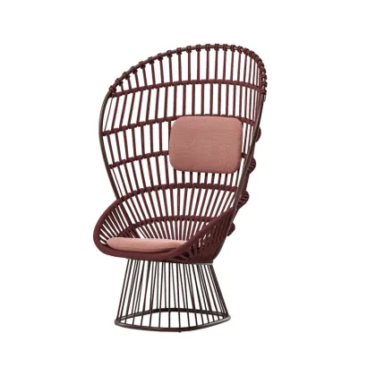 Red Rope Garden Lounge Chair - Unique Outdoor Furniture for Courtyard and Balcony