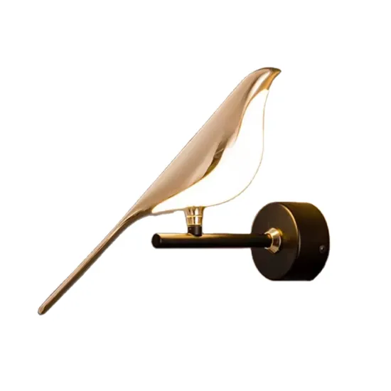 Nordic Creative Magpie Wall Sconce LED Bedroom Bedside Gold Bird Wall Lamp