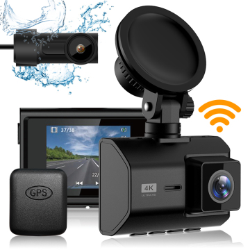 4K Dual Channel Dash Cam with 2.0 inch Screen, GPS, WiFi, and WDR