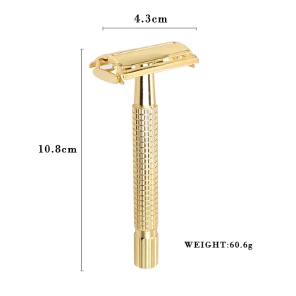 Gold-Colored Butterfly Mechanism Opening Safety Razor with Twist-to-Open Razor Head for Shaving