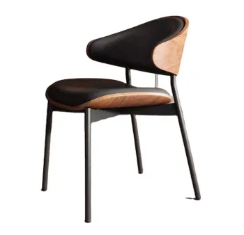 Black Steel Leather Dining Chair for Restaurant and Home Kitchen