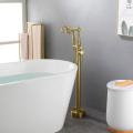 Gold Floor Mount Tub Faucet Filler with Handshower