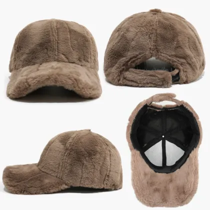 OEM Winter Warm Solid Color Thickened Casual Plush Rabbit Hair Baseball Cap