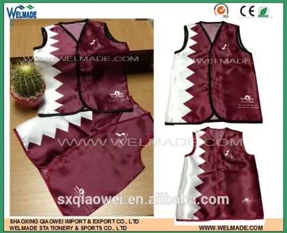 Hot sales Qatar flag design vest/ promote vest/ kids vest/ flag print vest/national day vest