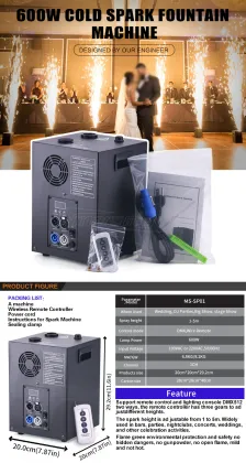 Cold Spark Machine 600W DMX Mini Spark Machine for Wedding Stage Effects