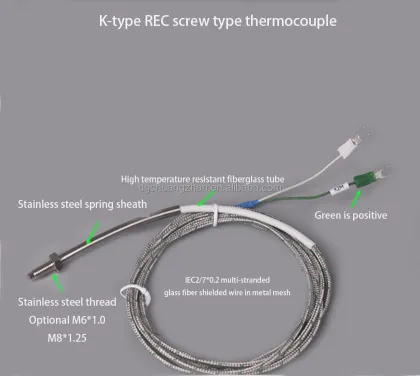 High Precision, High Temperature Resistant K Type Thermocouple M6M8 Screw Probe