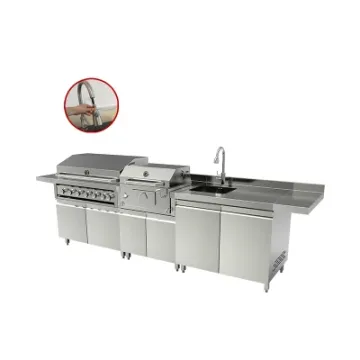 China Kitchen Outdoor Furniture Charcoal Grill Cabinet Stainless Steel BBQ Island with Sink