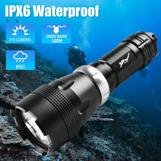 Underwater Diving Flashlight: Brightenlux 18650 Dry Battery IPX6 Waterproof 50 Meters Light