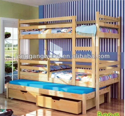 Solid wooden double school dormitory bed toddler bunk beds