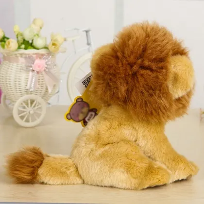 Yellow sitting 25cm lion plush toy, stuffed lion toy