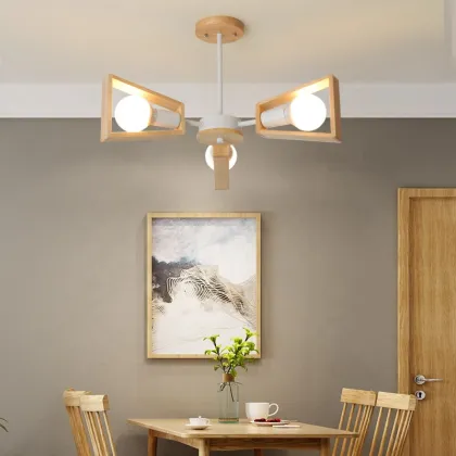 Nordic Farmhouse Wooden Chandelier Ceiling Light