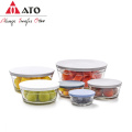 Ato 6pcs/Set Glass Salad Bowls com tampa colorida