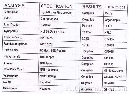 Extracto de extracto cítrico de HPLC de 30-98% citrus aurantium