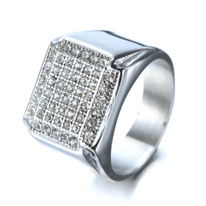 Fashion custom silver square diamond ring