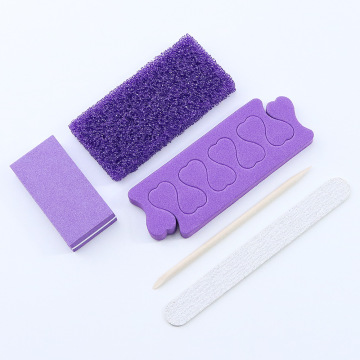 Kit de manicura y pedicura profesional: incluyendo una lima de uñas de madera, mini amortiguador y separador de pies para uso desechable