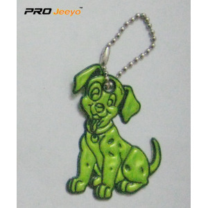 Reflective PVC Green Dog Key Chain For Bag