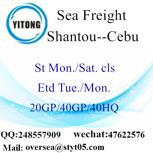 Frete marítimo do porto de Shantou para Cebu