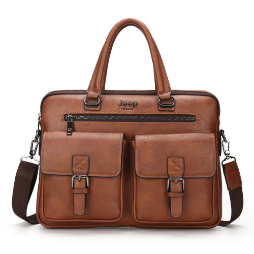 Leather Briefcase Messenger Bag for Men