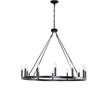 Modern Farmhouse 38-inch Dimmable Suspended Chandelier with 12 Candles