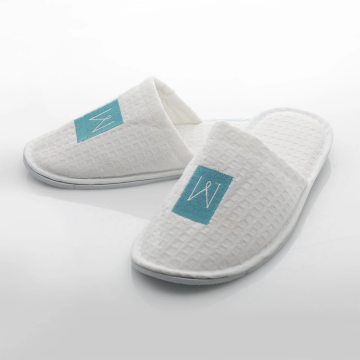 White Waffle Cotton Hotel Slippers