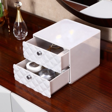 Tiroir de stockage cosmétique de couleur personnalisée - Organisateur de maquillage empilable de diamant PS Diamond 2 couches