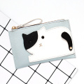 Leather cat short multi-function wallet