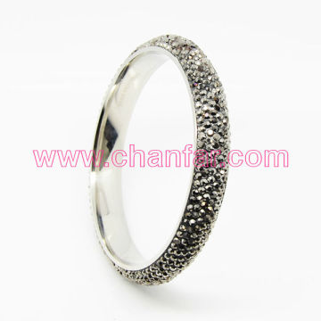Hematite Color Stainless Steel Crystal paved Bracelets Bangles