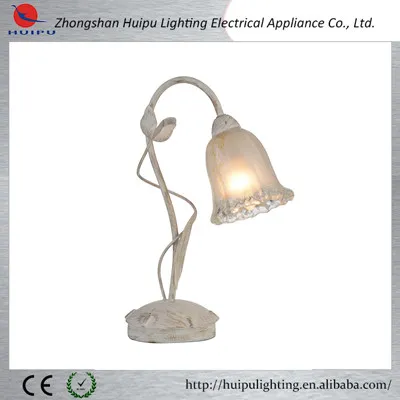Hotel painting metal flower glass shade fancy base E14 study table lamp