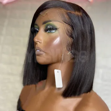Cheap Raw Brazilian Virgin 100% Human Hair Short Bob Frontal Wigs HD Full Lace Front Wig Transparent Lace Wig For Black Women