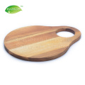 Tabla de corte de madera de acacia preciosa oval con mango