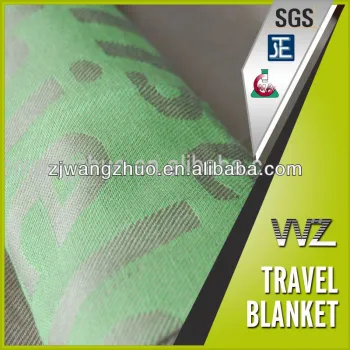 100%Modacrylic jacquard design flame retardant eco friendly green color travel blanket Travel blanket with customer woven logo