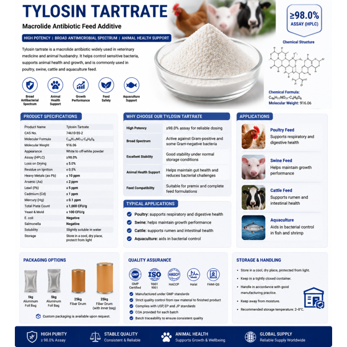 API de tartrato de tilosina de alta pureza