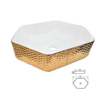 New Design Ceramic Wash Basin Gold for Bathroom