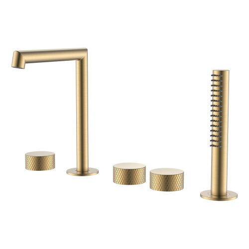 Luxury Brushed Gold 5 Holes Bathroom Bathtub Faucet