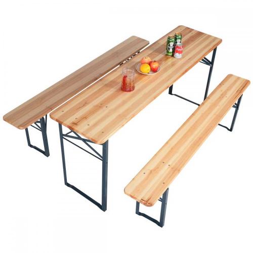 Set meja kayu boleh dilipat dengan bangku
