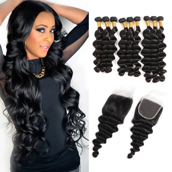 Kinky Curly Human Hair Extensions Brazilian Virgin Hair Bundles Cheap 10a Grade Jerry Curly with Closure 4*4 13*4 1 Piece