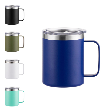 Custom Logo Insulated Travel Coffee Mug - 304 Stainless Steel with Handle and Camp Design