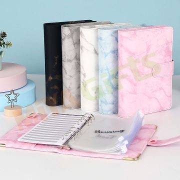 Custom Marble A6 Leather Money Organizer with ZipperEnvelope for Budgeting and Expenses