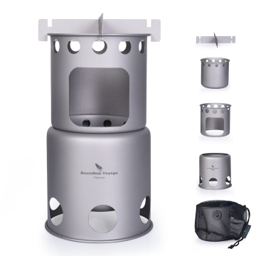 Boundless Voyage Folding Titanium Wood Burning Stove for Backpacking